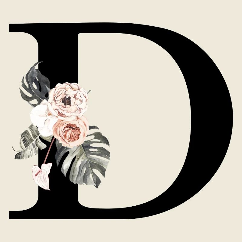 Tropischer Blumenbuchstabe D