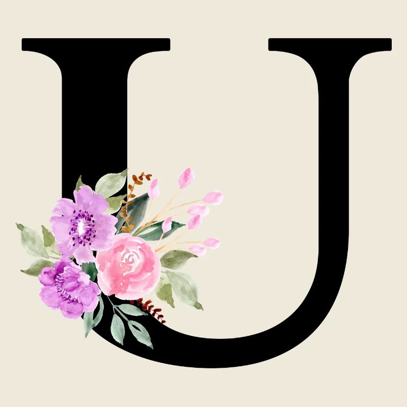 Lettre u floral violet