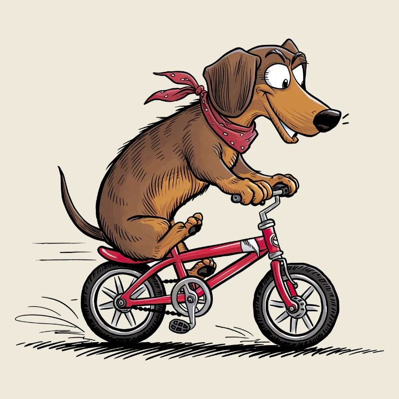 Dachshund with bicycle