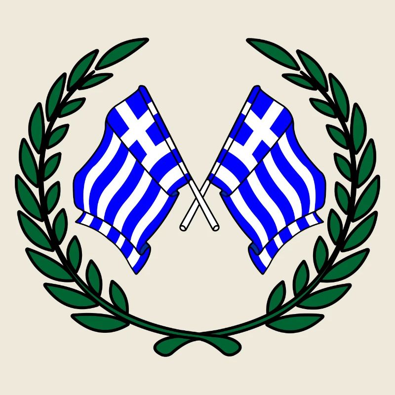Drapeaux de la Grèce en couronne de laurier