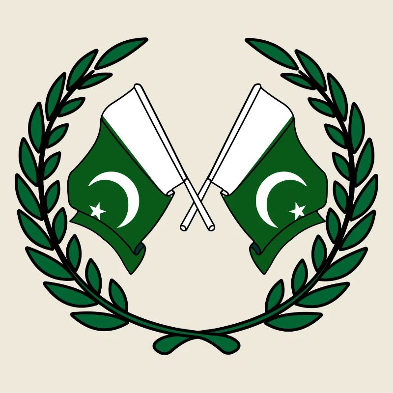 Drapeaux du Pakistan en couronne de laurier