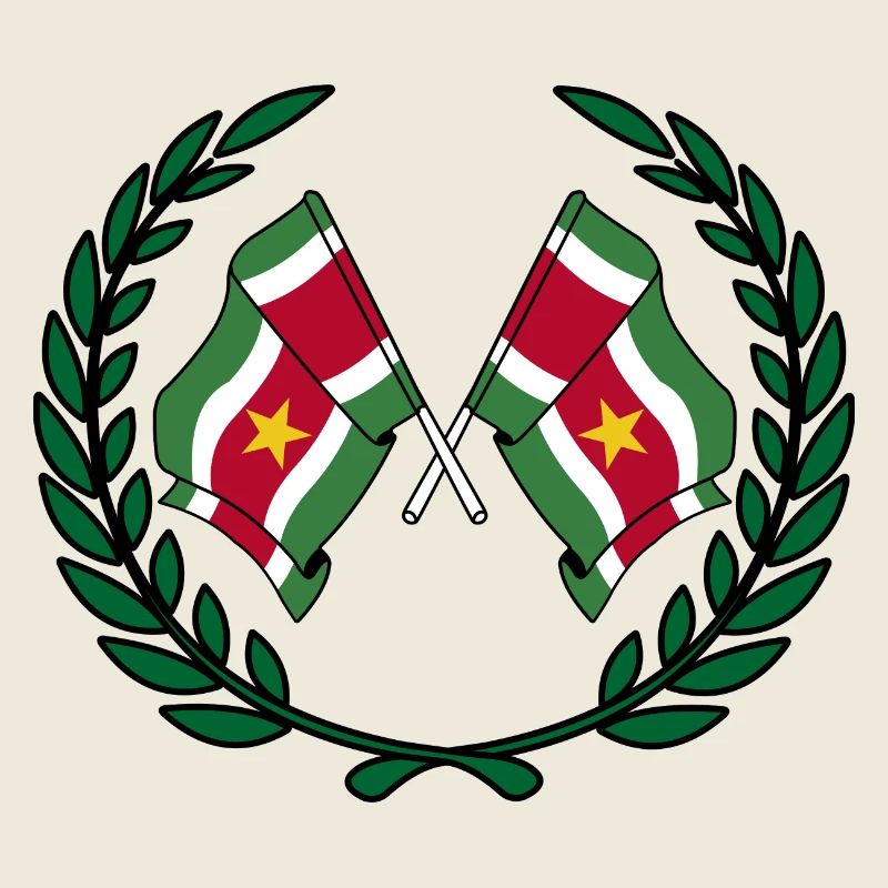 Drapeaux Suriname en couronne de laurier