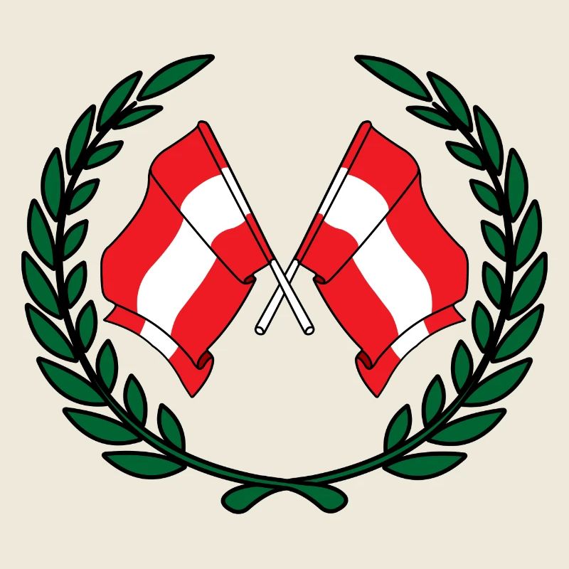 Drapeaux autrichiens en couronne de laurier