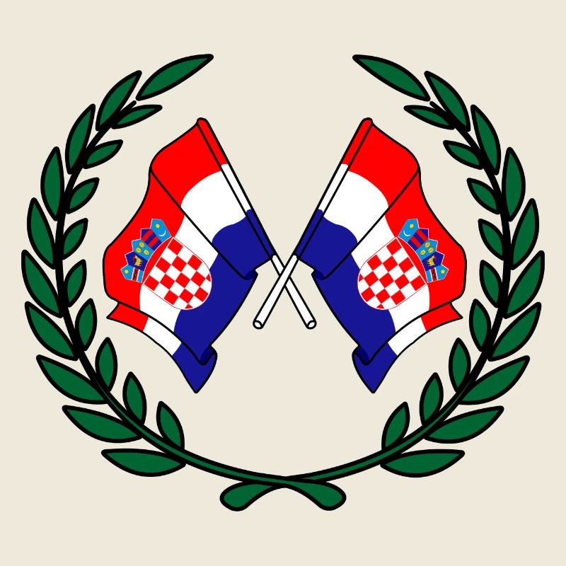 Flaggen Kroatien im Lorbeerkranz
