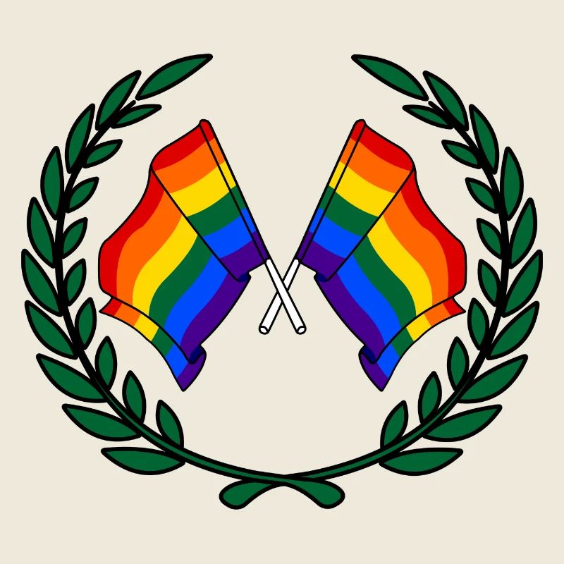 Fahnen Regenbogen im Lorbeerkranz