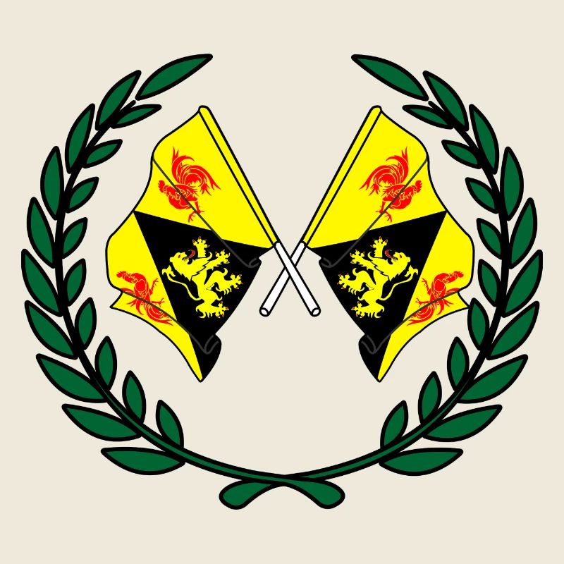 Drapeaux du Brabant wallon en couronne de laurier