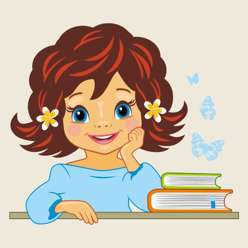 Süßes lächelndes kleines Mädchen mit Büchern