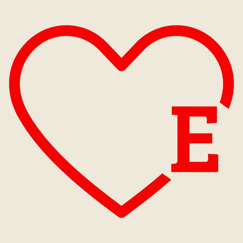 letter e red heart