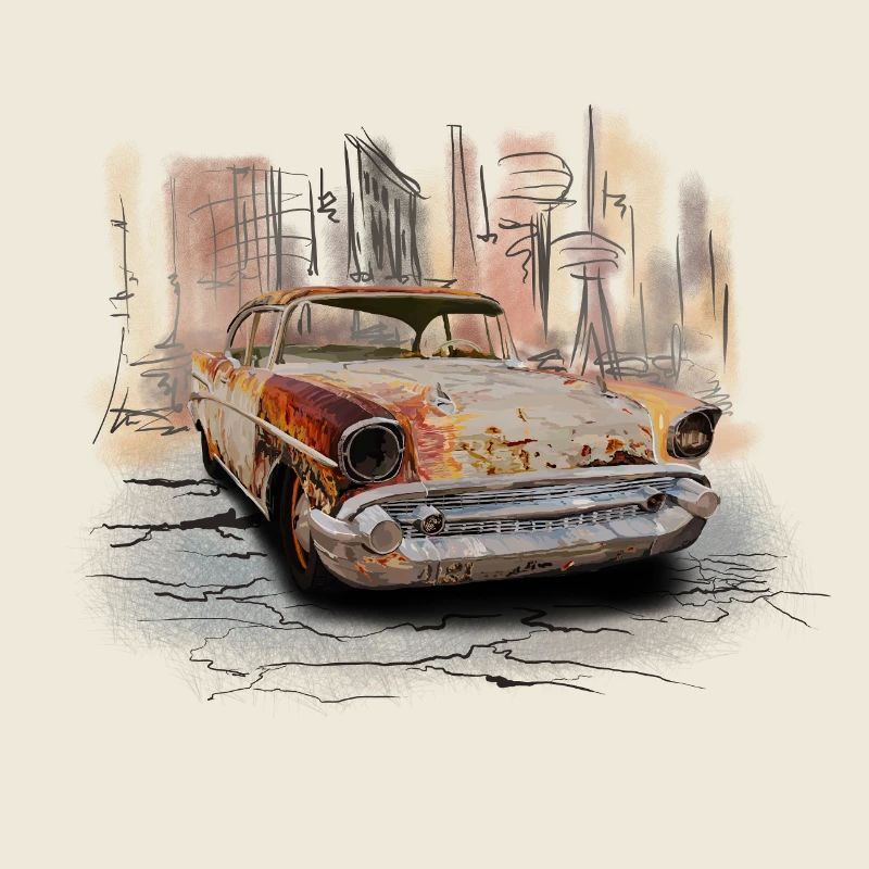 Rostiger Oldtimer Stadt Szene