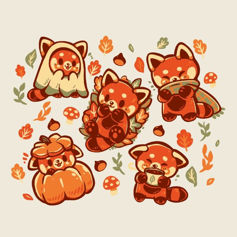 Roter Panda Herbstzeit