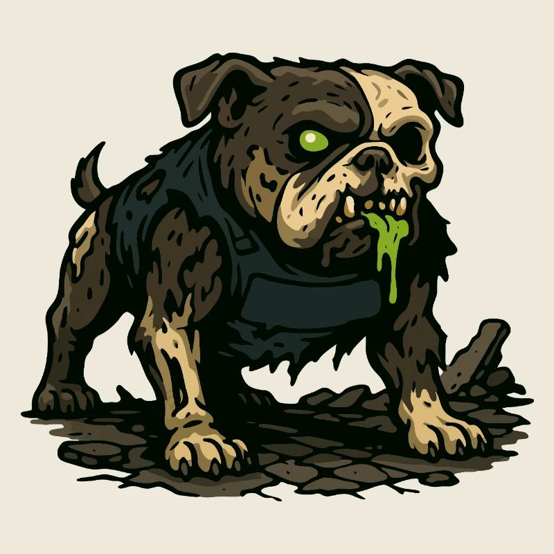 Groggy Zombie Pug with Green Drool