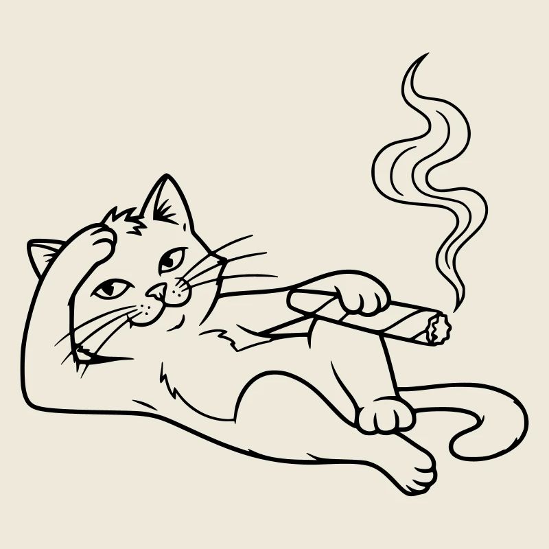 Chilling Cat with Cigar – Humorous Design