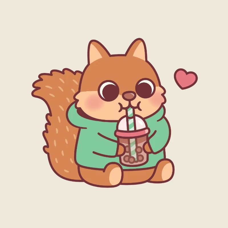 Süßes Eichhörnchen liebt Boba-Tee