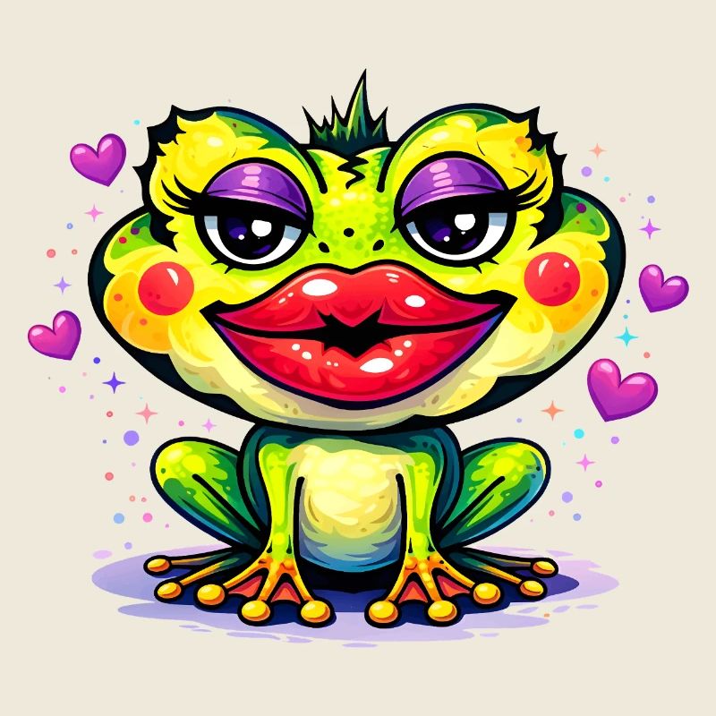 Funny Toad with Lips – Colorful Comic Animal Motif