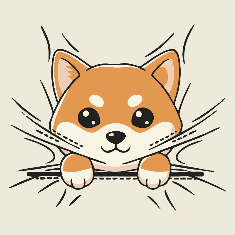 Shiba Inu Émergeant Kawaii