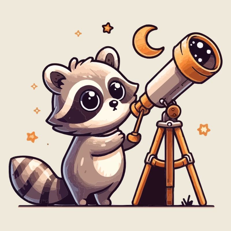 Cuddly raccoon stargazer