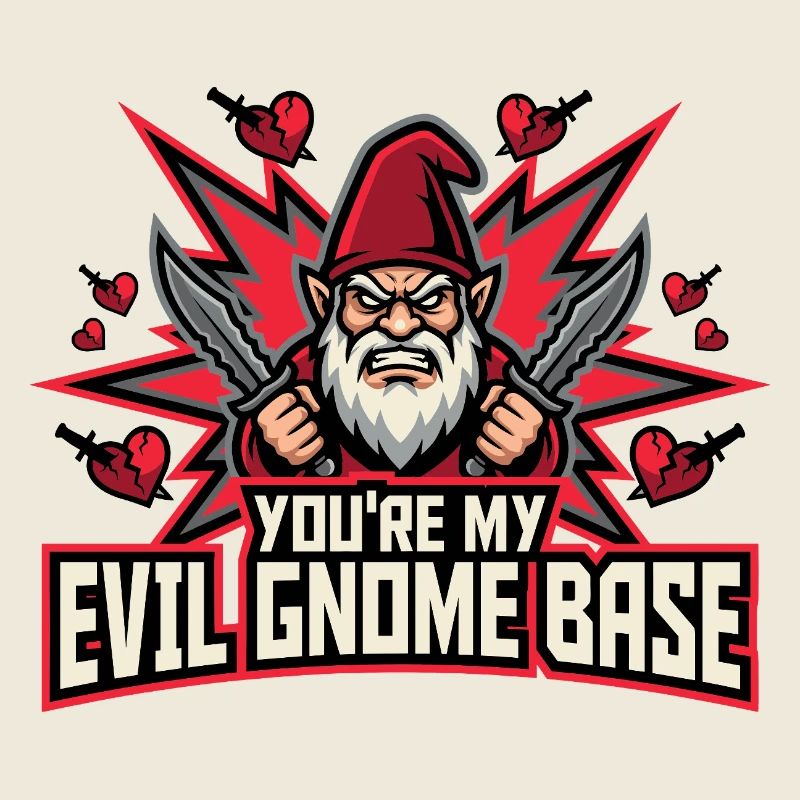Evil Gnome, Dark Gnome, Goth Gnome, Funny Gnome