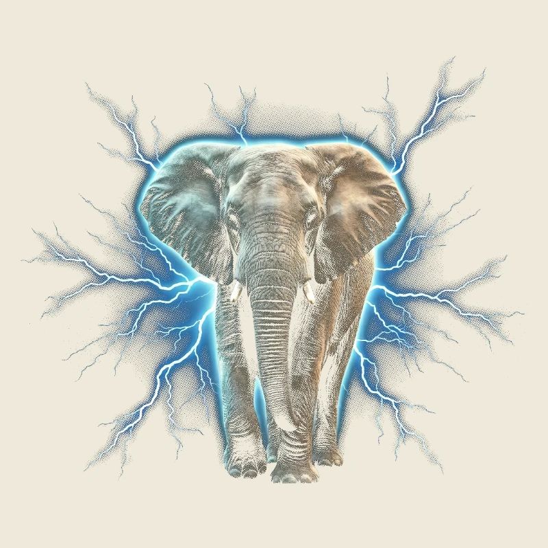 Lightning elephant with electric aura