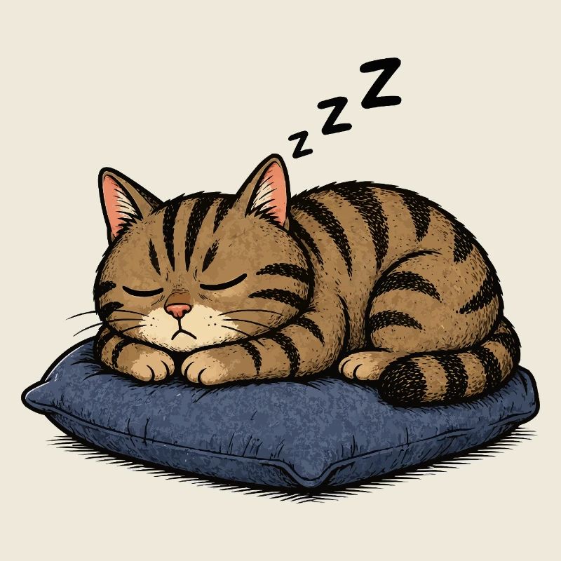 Sleeping cat on pillow