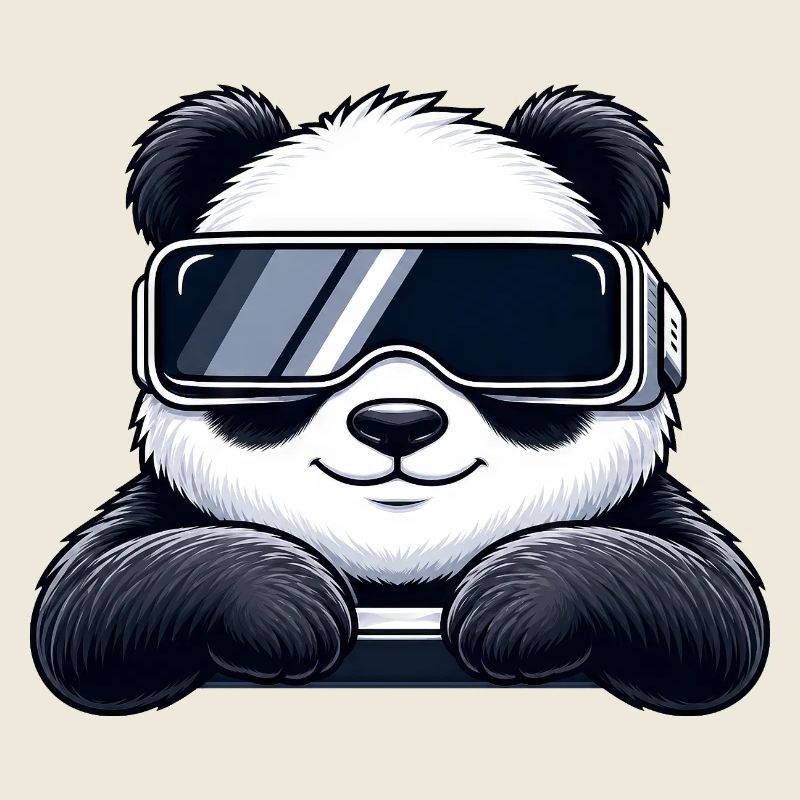 Cool Panda Cartoon VR Gamer Relax Relax
