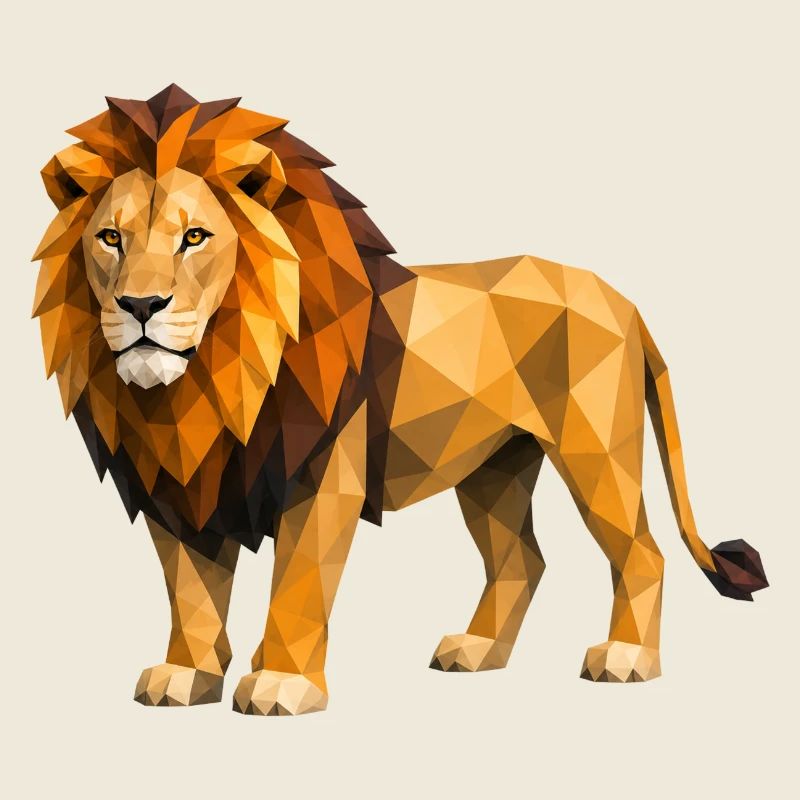 Low Poly Lion Yellow Orange