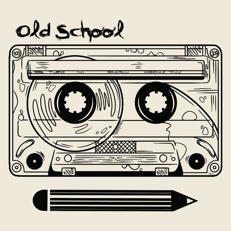 Cassette rétro et stylo
