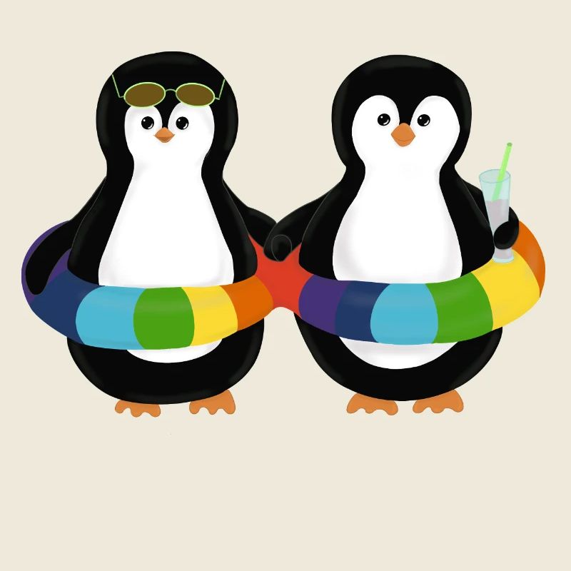 Pingouins dans le ring de natation