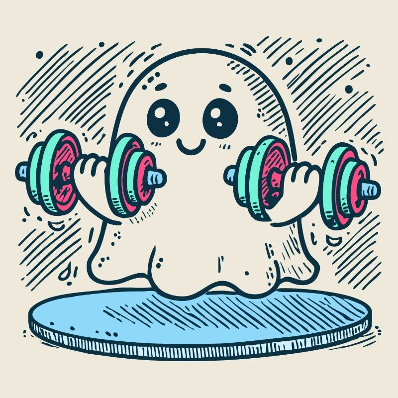 Fitness-Geist mit Hanteln