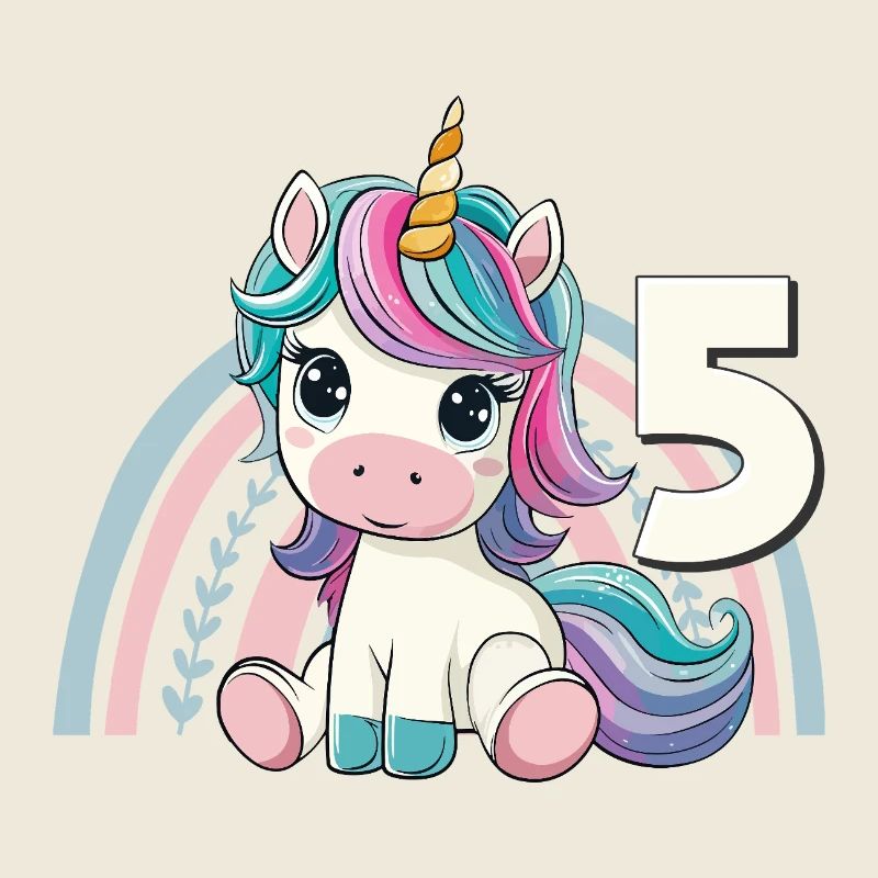 5. Geburtstag Einhorn Regenbogen Süß Niedlich