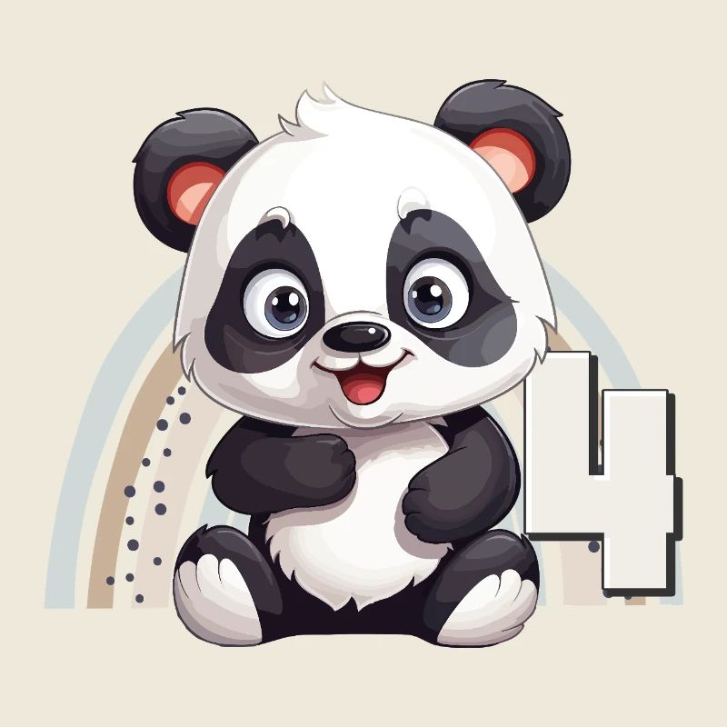 4. Geburtstag Panda Bär Regenbogen Süß Niedlich