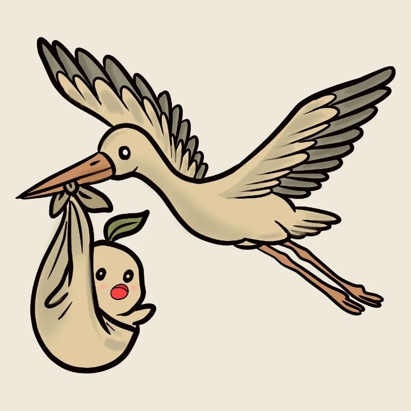 Cigogne et bébé