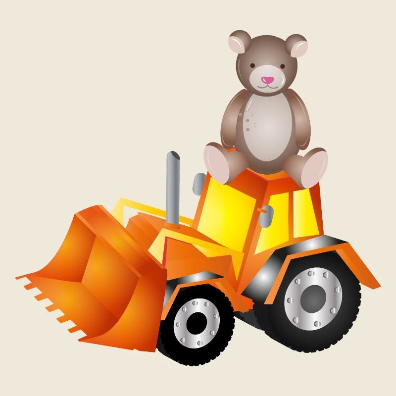 Teddy bear on excavator – sweet and strong at the same time
