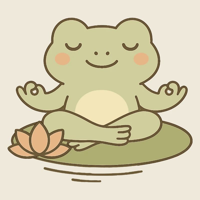 Meditating frog on water lily