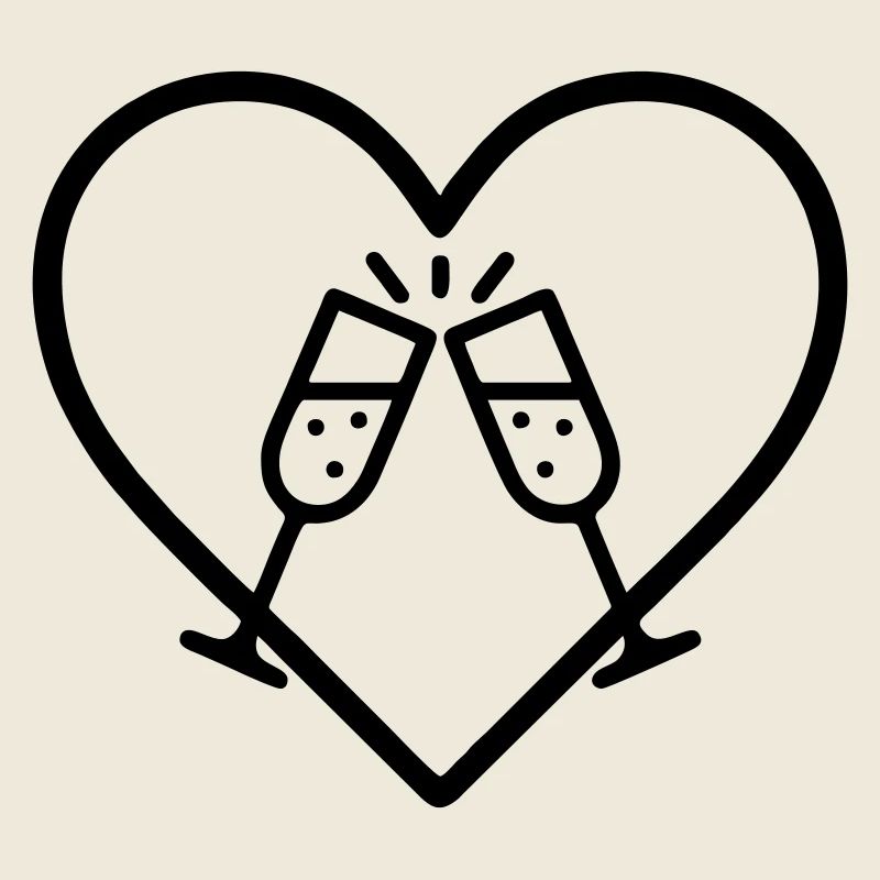 Sparkling Glasses Heart Bubbles Cheers Gift