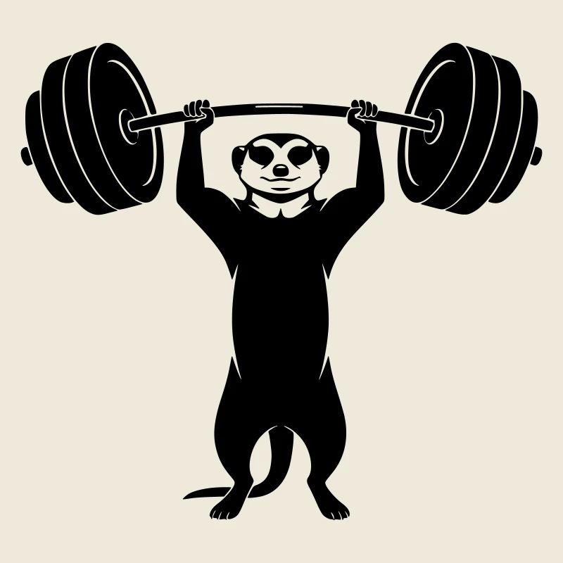 Starkes Erdmännchen mit Hantel