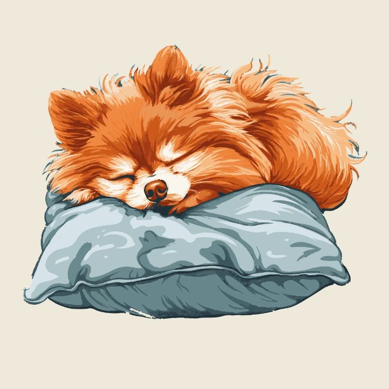 Spitz endormi sur un oreiller