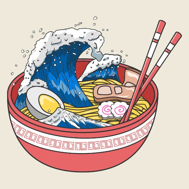 Epic Great Wave Ramen Bowl Japanese Art Design