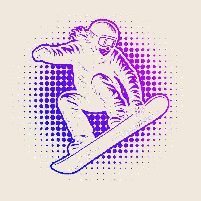 Neon Snowboarder Retro Vaporwave