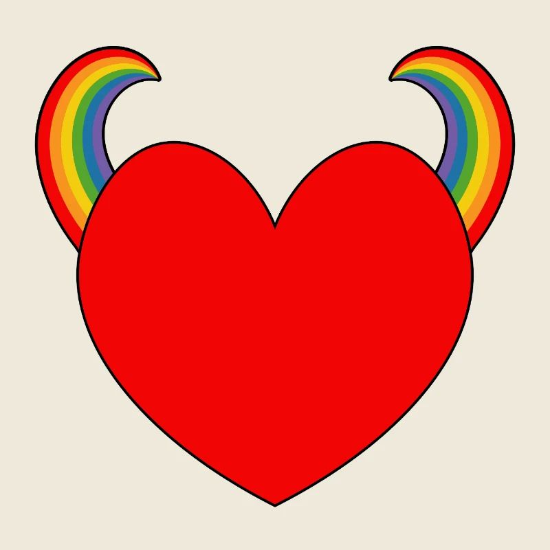 Rotes Herz mit Regenbogenhörnern