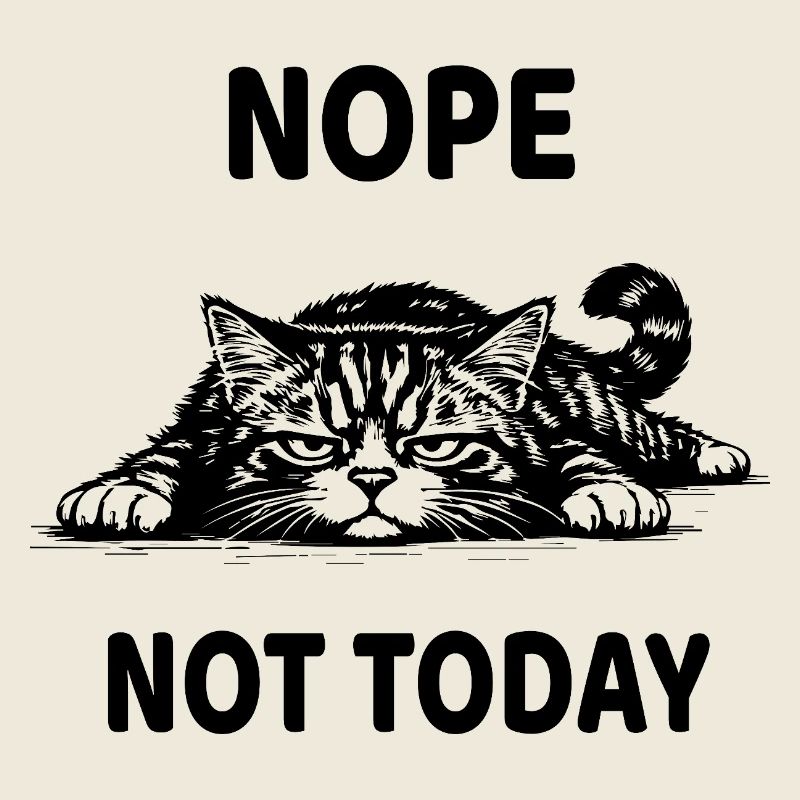 Nope Not Today Cat Funny Listless Design