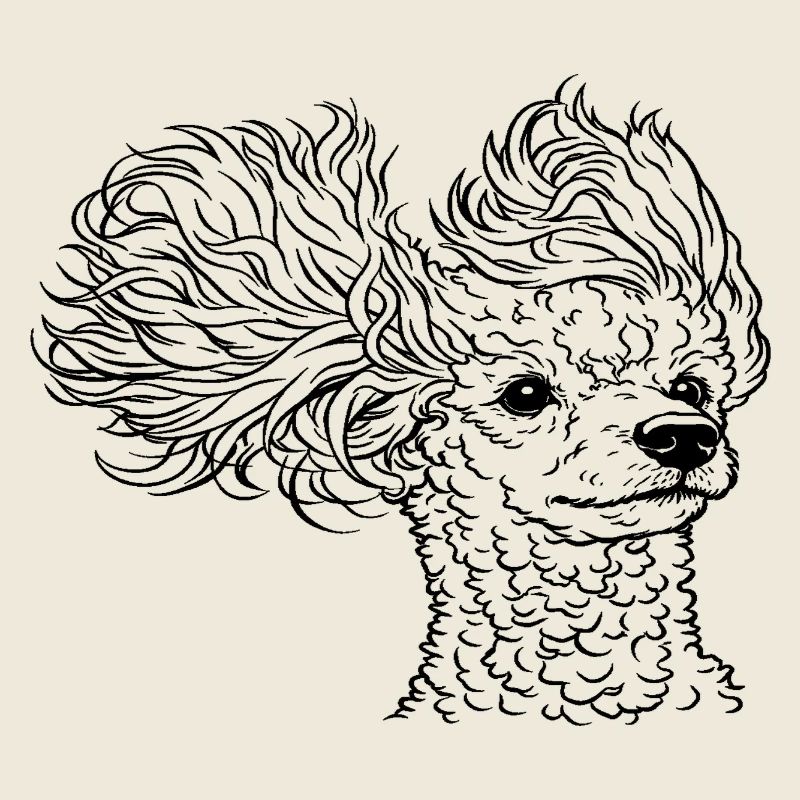 Caniche élégant dans un style d’art au trait