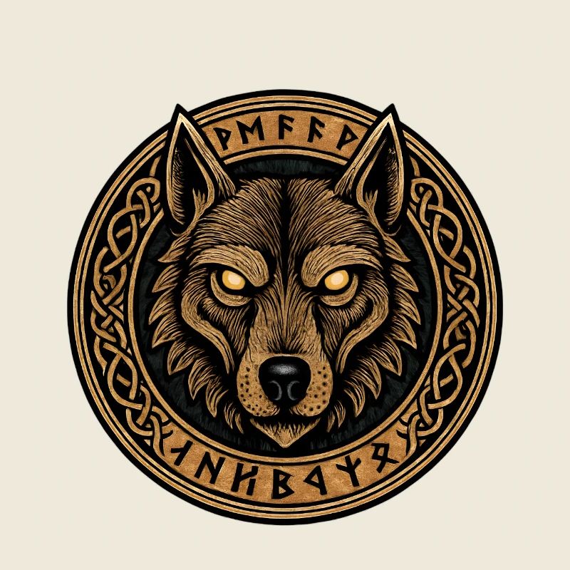 Wolf Ring Emblem with Runes