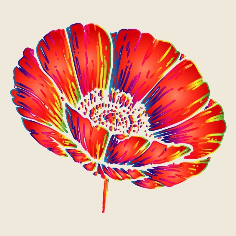 Neon Mohnblume Pop Art Florales Farbdesign