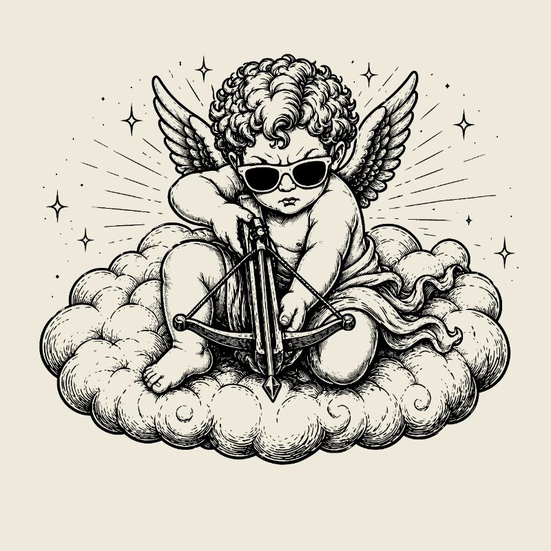 Cupidon cool avec motif d’ange d’arbalète