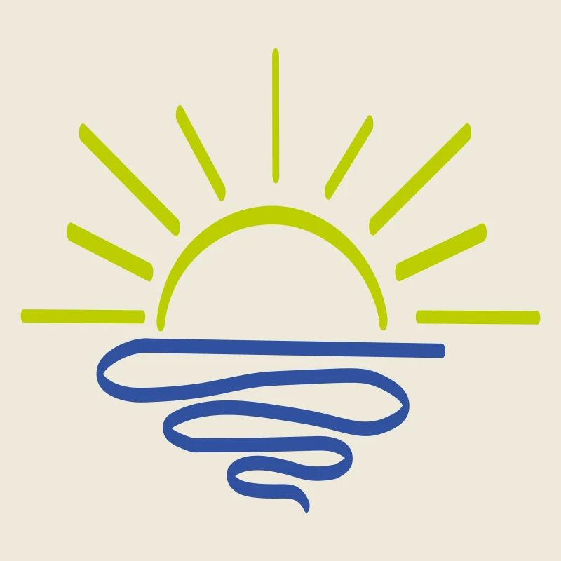 Sun Over Water Line Art - Summer
