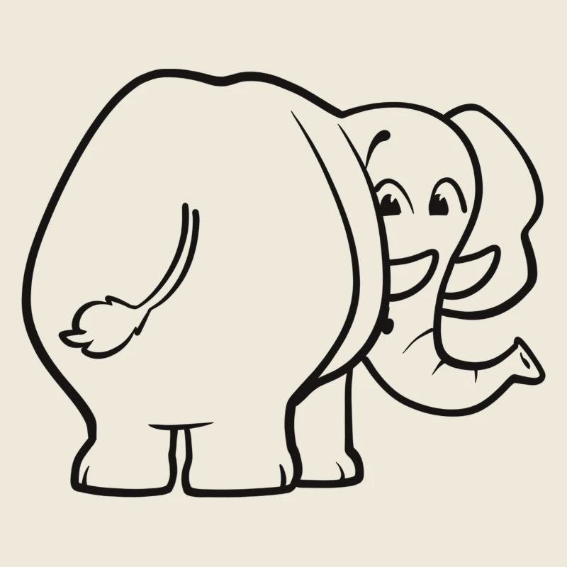 Elephant from behind - surprised, frightened, oops