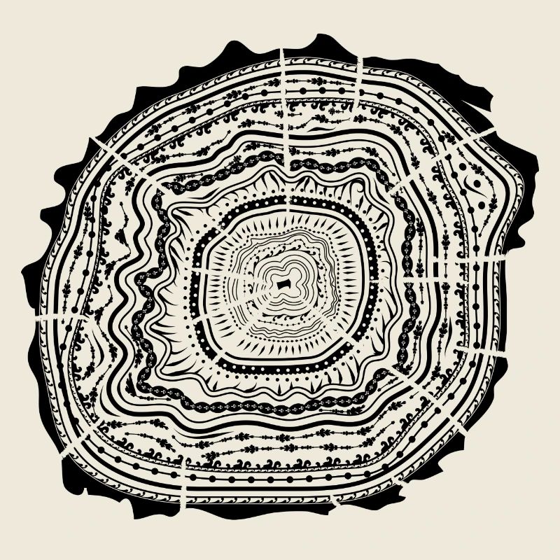 Holzscheibe mit Rinde - Baumringe