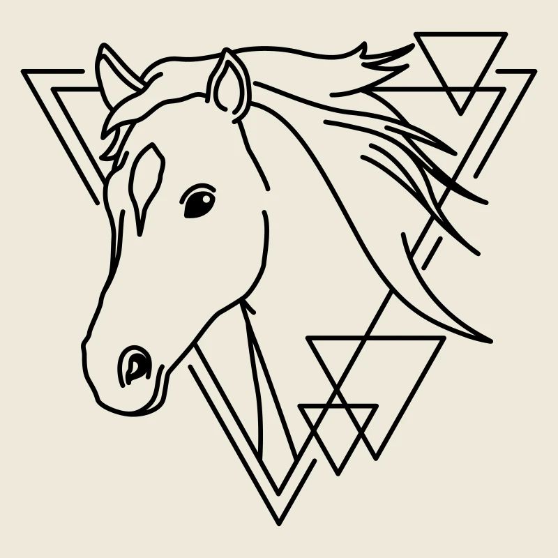 Cheval en forme géométrique - Conception d’art au trait