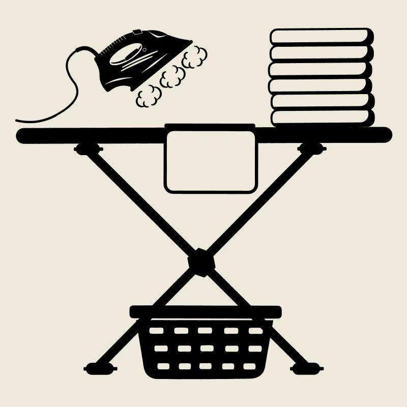 Steam iron iron and laundry basket and laundry