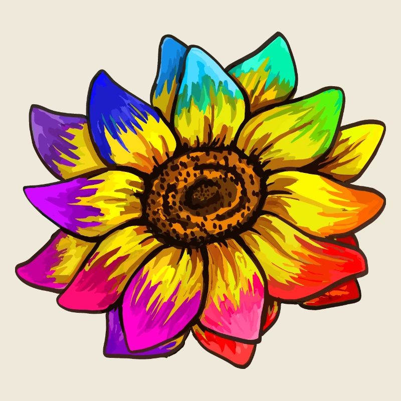 Sonnenblume in Regenbogenfarben